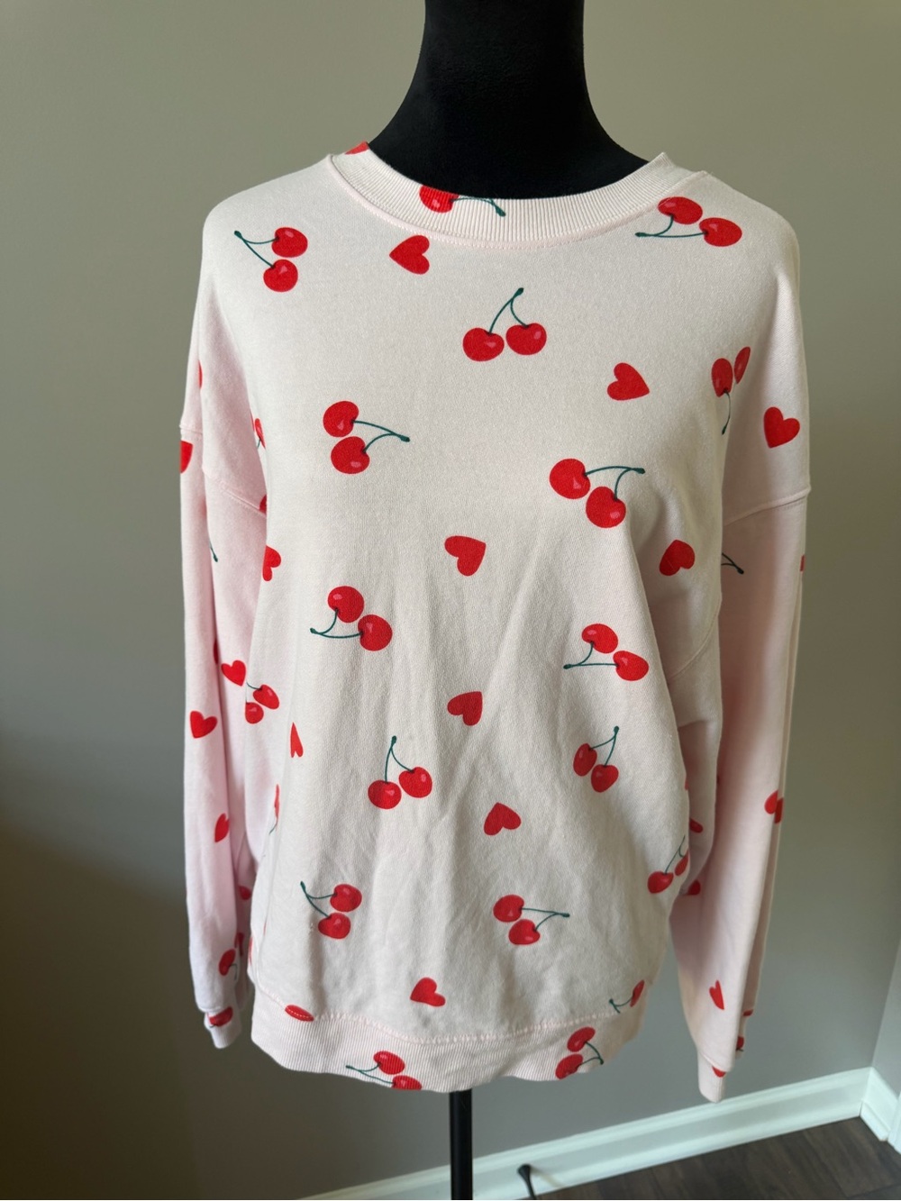 Grayson Threads Pink Cherry & Heart Crewneck Sweatshirt Small